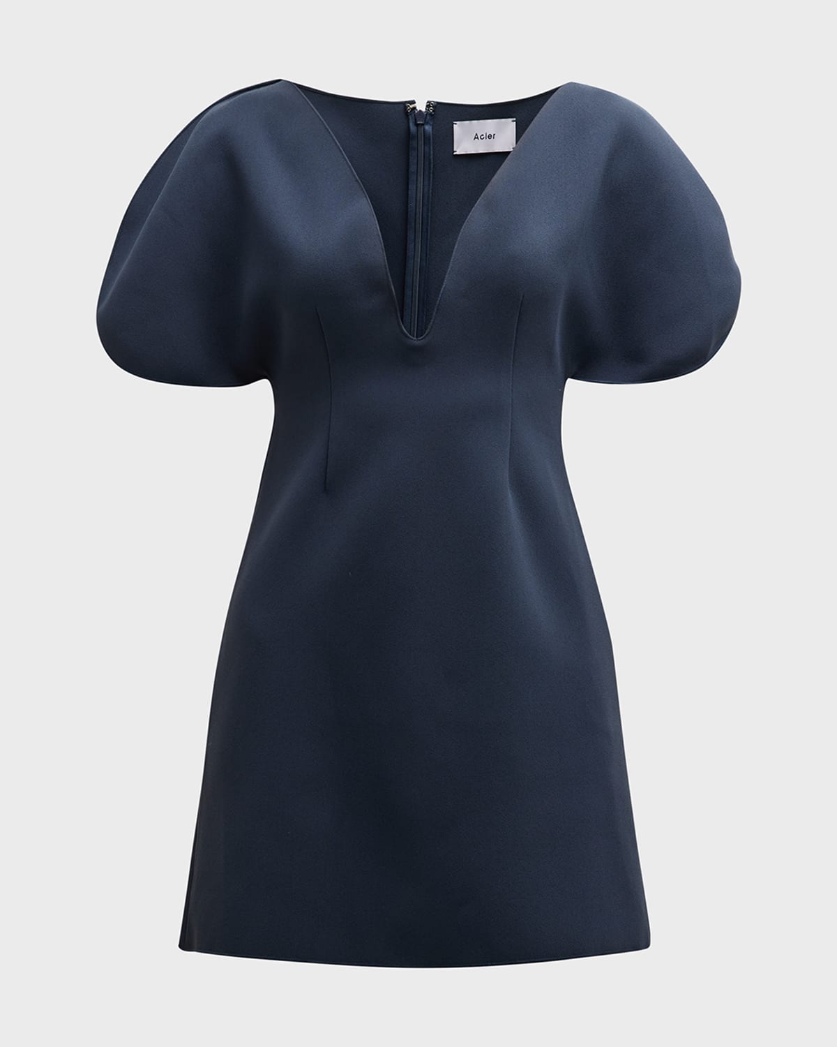 Acler Rogeron V-Neck Puff-Sleeve Mini Dress