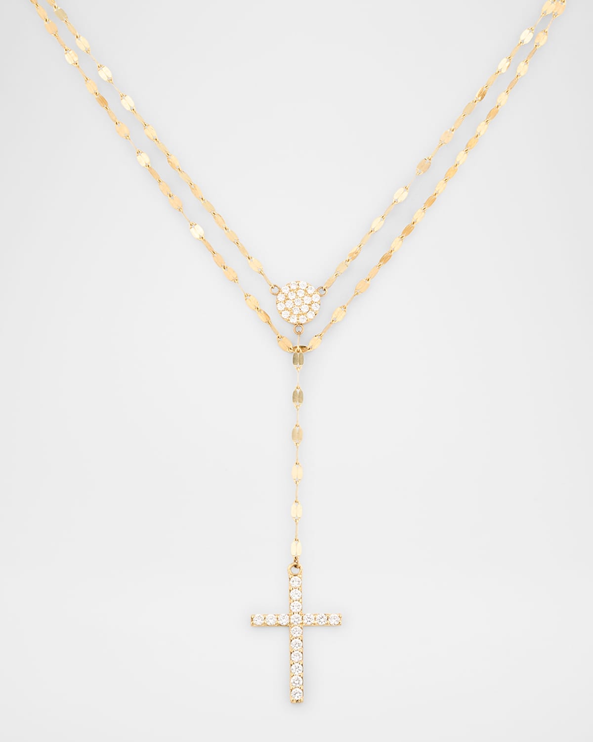 LANA Diamond Cross Double Strand Lariat Necklace