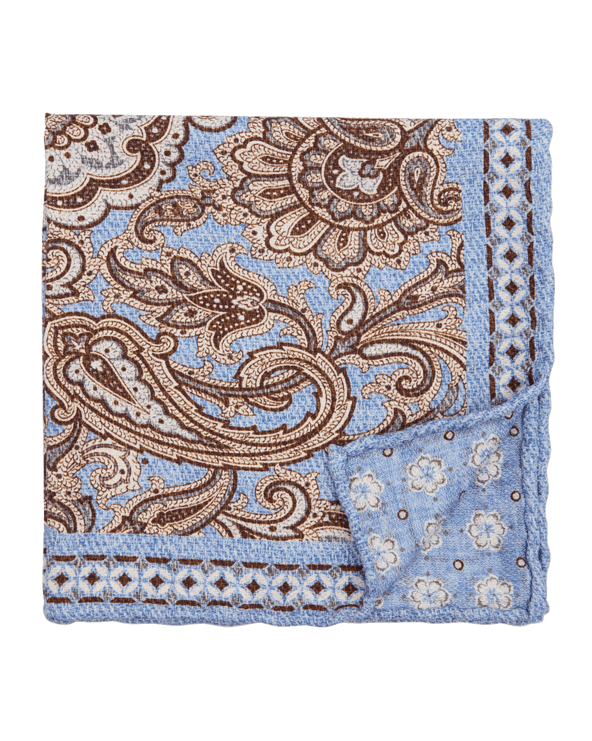 Edward Armah Men's Paisley/Floral Reversible Silk Pocket Square