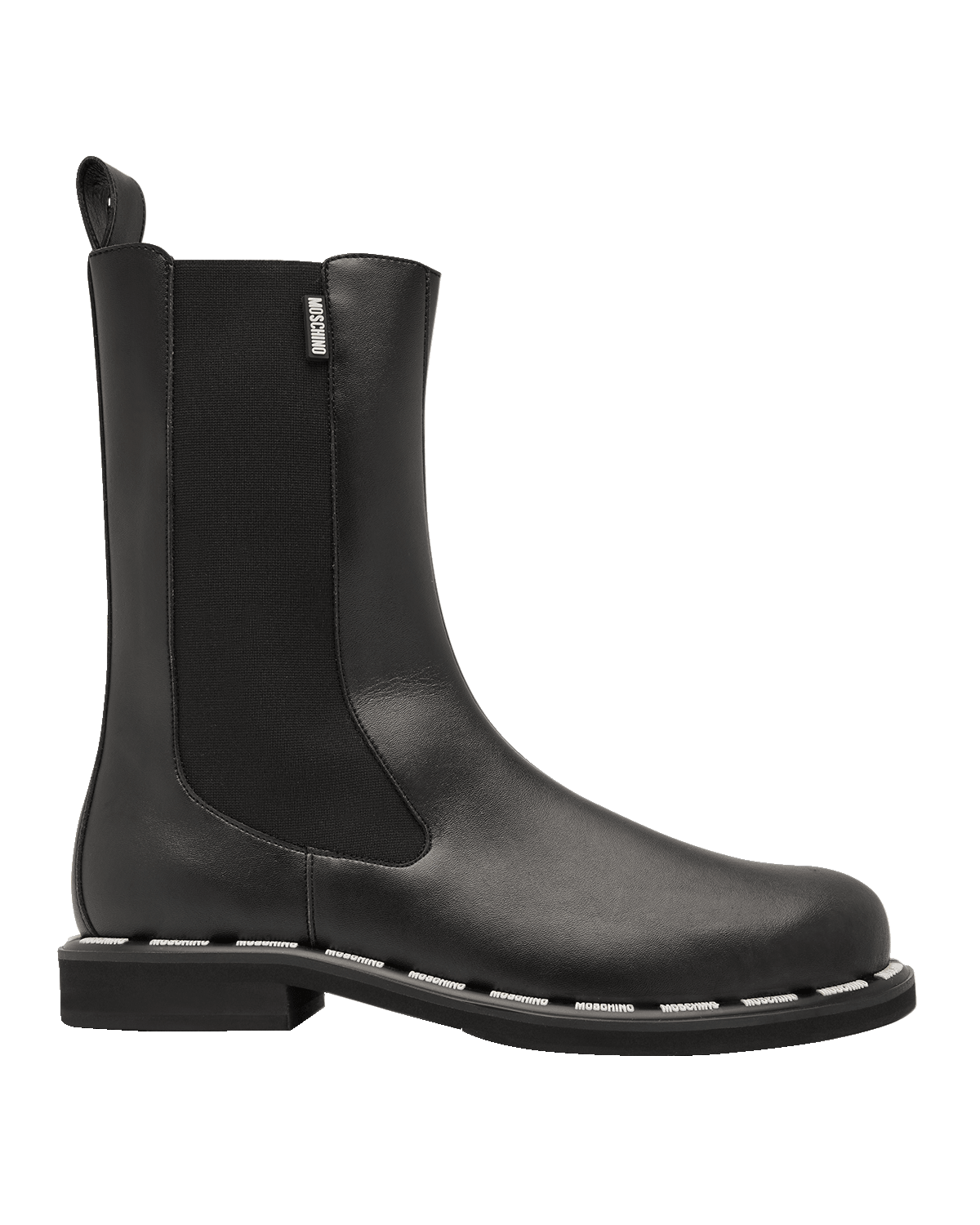 Moschino Men's Leather Label Pull-On Boots