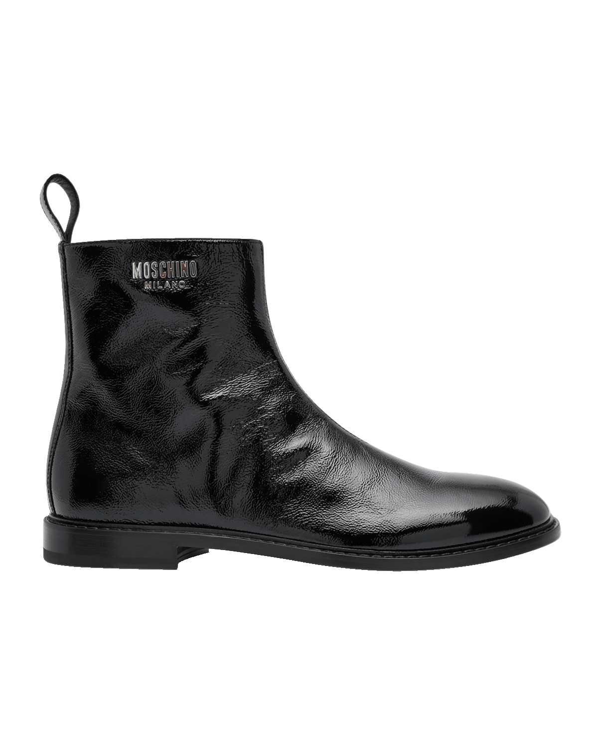 Moschino Men's Textured Logo-Plate Ankle Boots