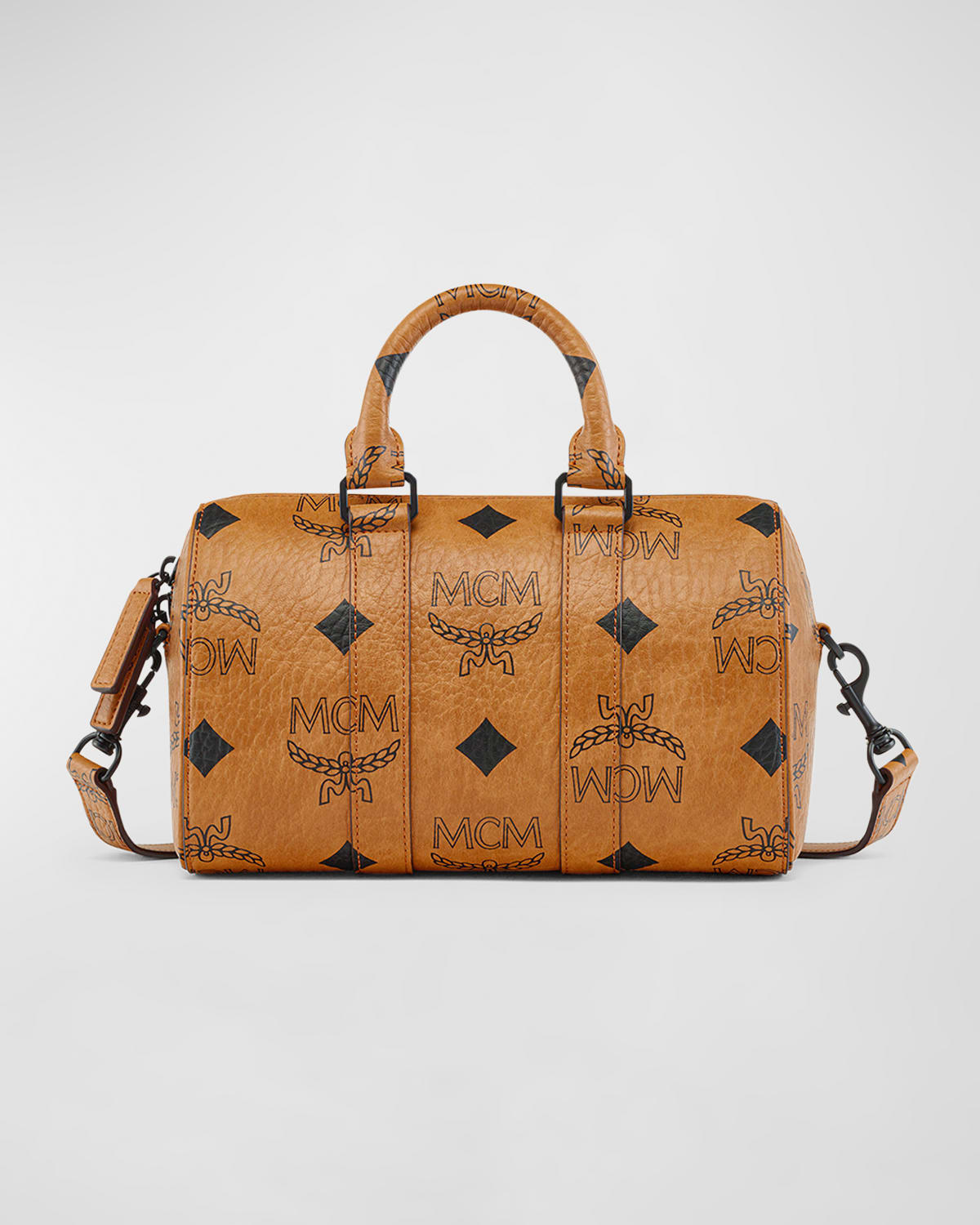 MCM Aren Boston Small Visetos Monogram Top-Handle Bag