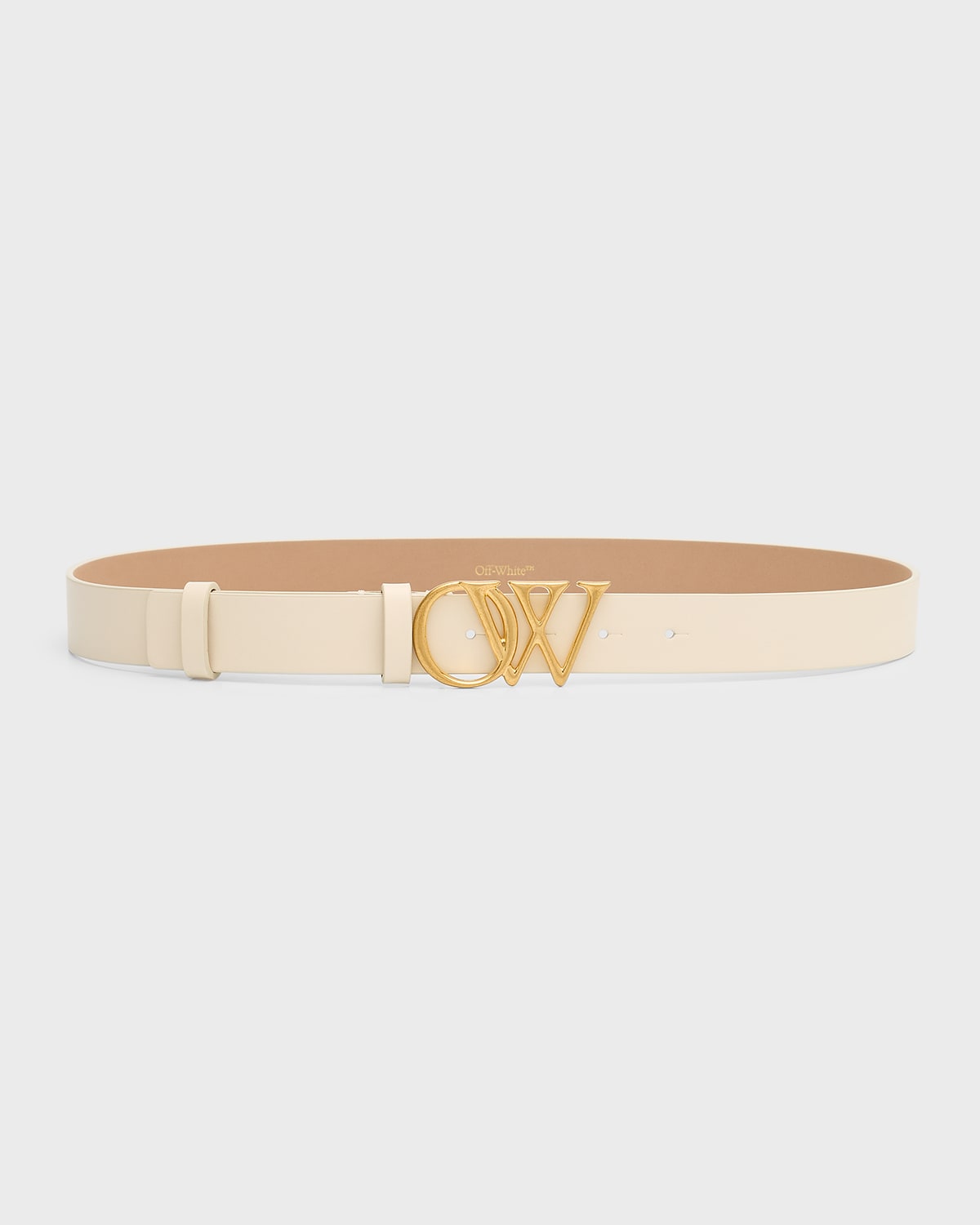Off-White OW Initials Beige Leather Belt