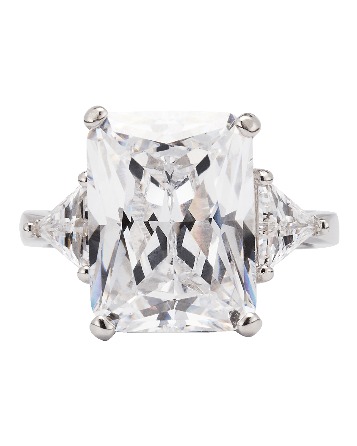 Golconda by Kenneth Jay Lane Emerald-Cut Cubic Zirconia with Trillion Side Stones Ring