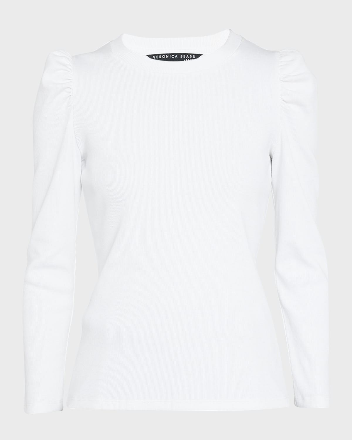 Veronica Beard Britney Cotton Long Puff-Sleeve Top
