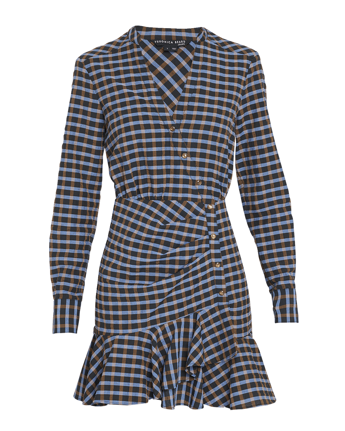Veronica Beard Sherry Plaid Snap-Front A-Line Mini Dress
