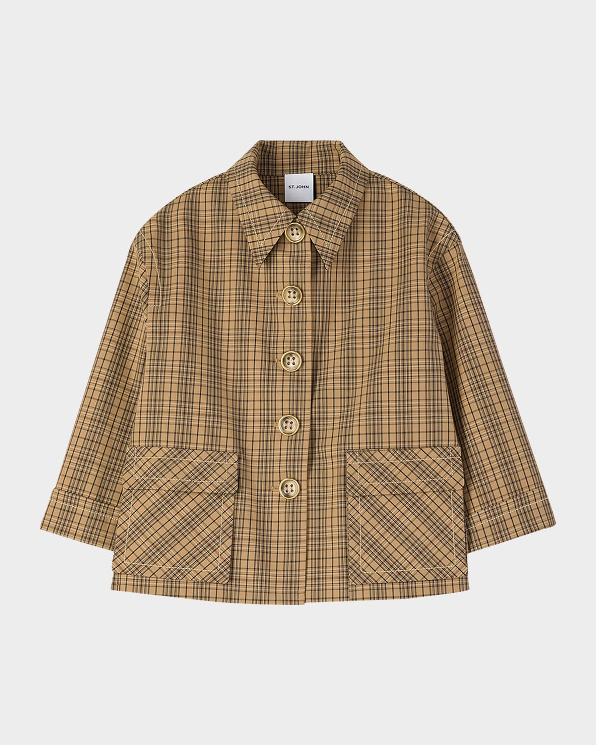 St. John Plaid Collared Technical Jacket