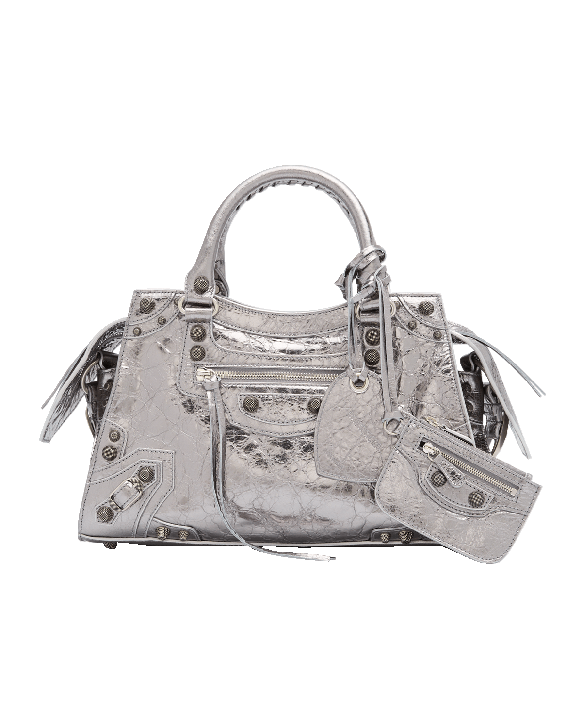 Balenciaga Neo Cagole City Small Metallic Top-Handle Bag