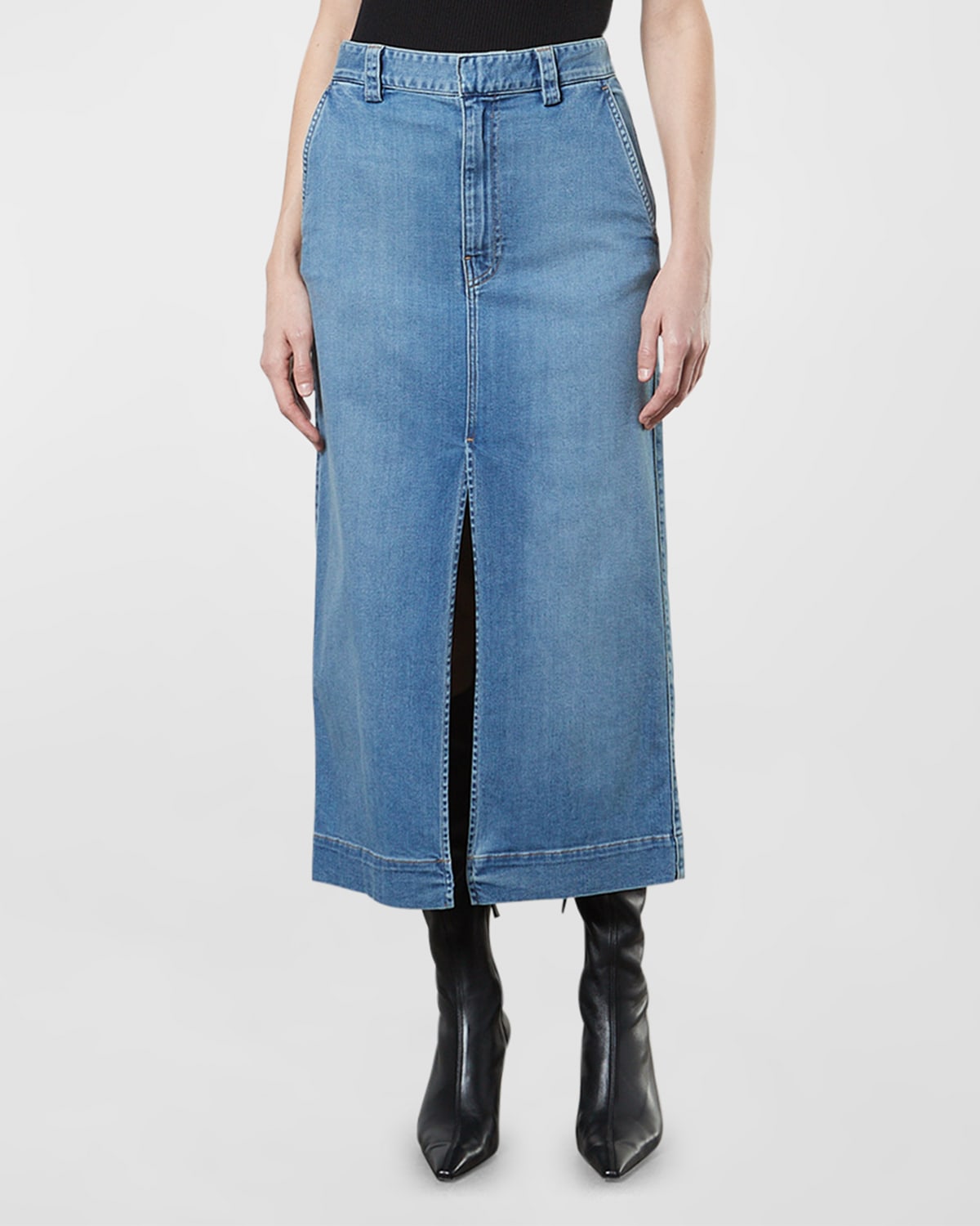 Enza Costa Soft Touch Slit Denim Skirt