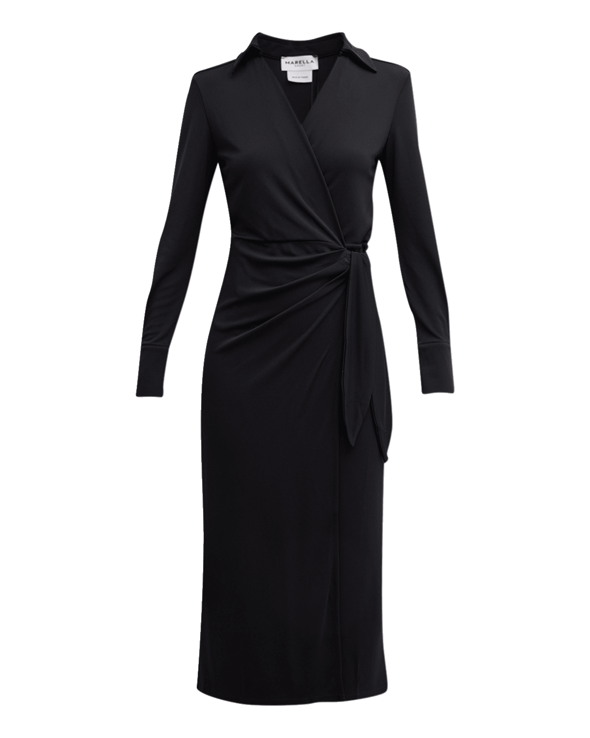 Ramy Brook Hannah Satin Wrap Midi Dress | Neiman Marcus