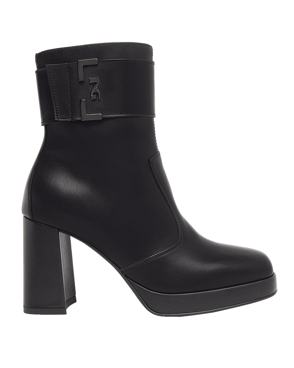 NeroGiardini Leather Logo-Cuff Platform Booties