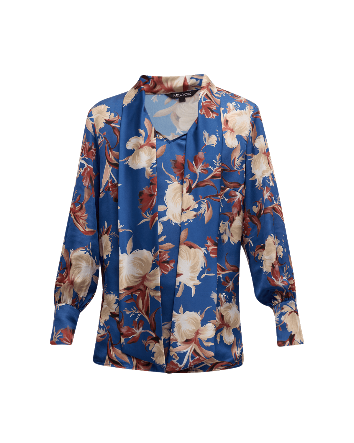 Misook Floral-Embroidered Blouse w/ Belt | Neiman Marcus