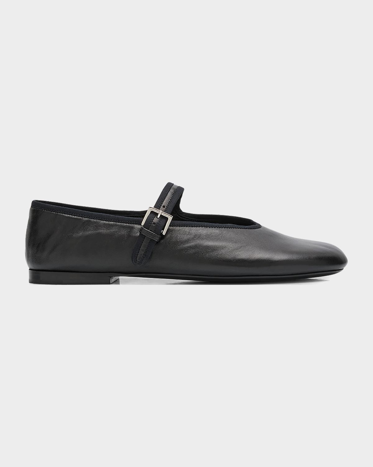 The Row Boheme Leather Mary Jane Ballerina Flats