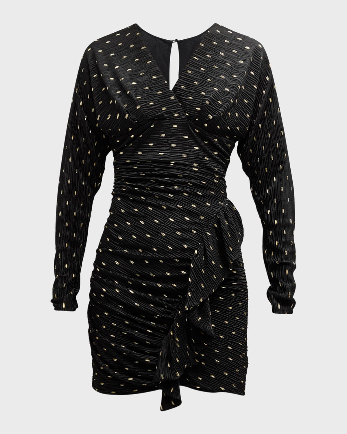 Iro Rohana Crinkled Polka-Dot Bodycon Mini Dress