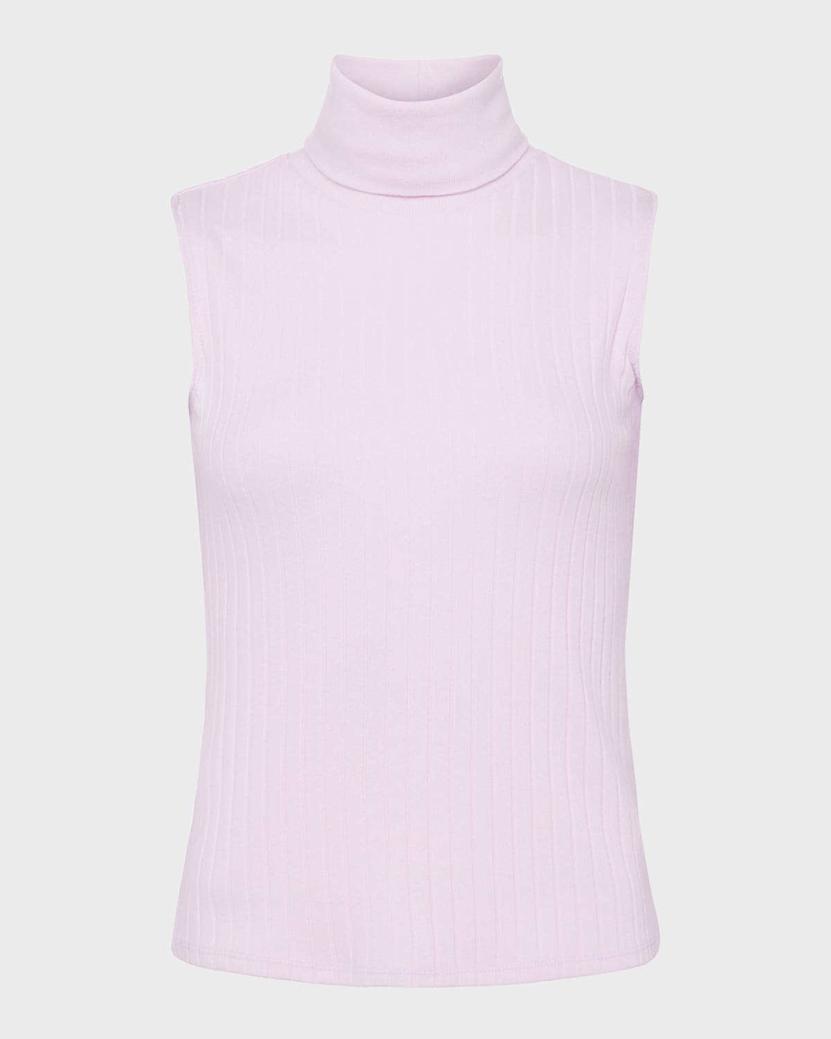 L'Agence Ceci Sleeveless Rib-Knit Turtleneck Top