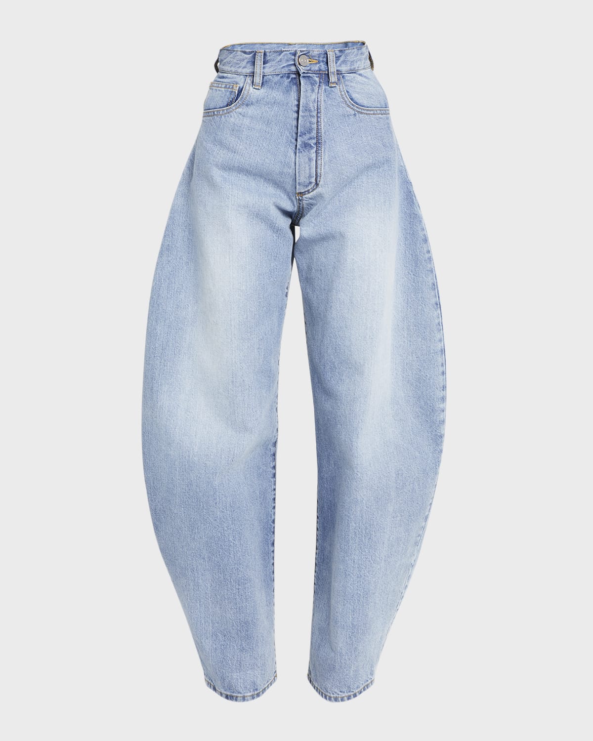 ALAIA Exaggerated Rounded Wide-Leg Denim Jeans