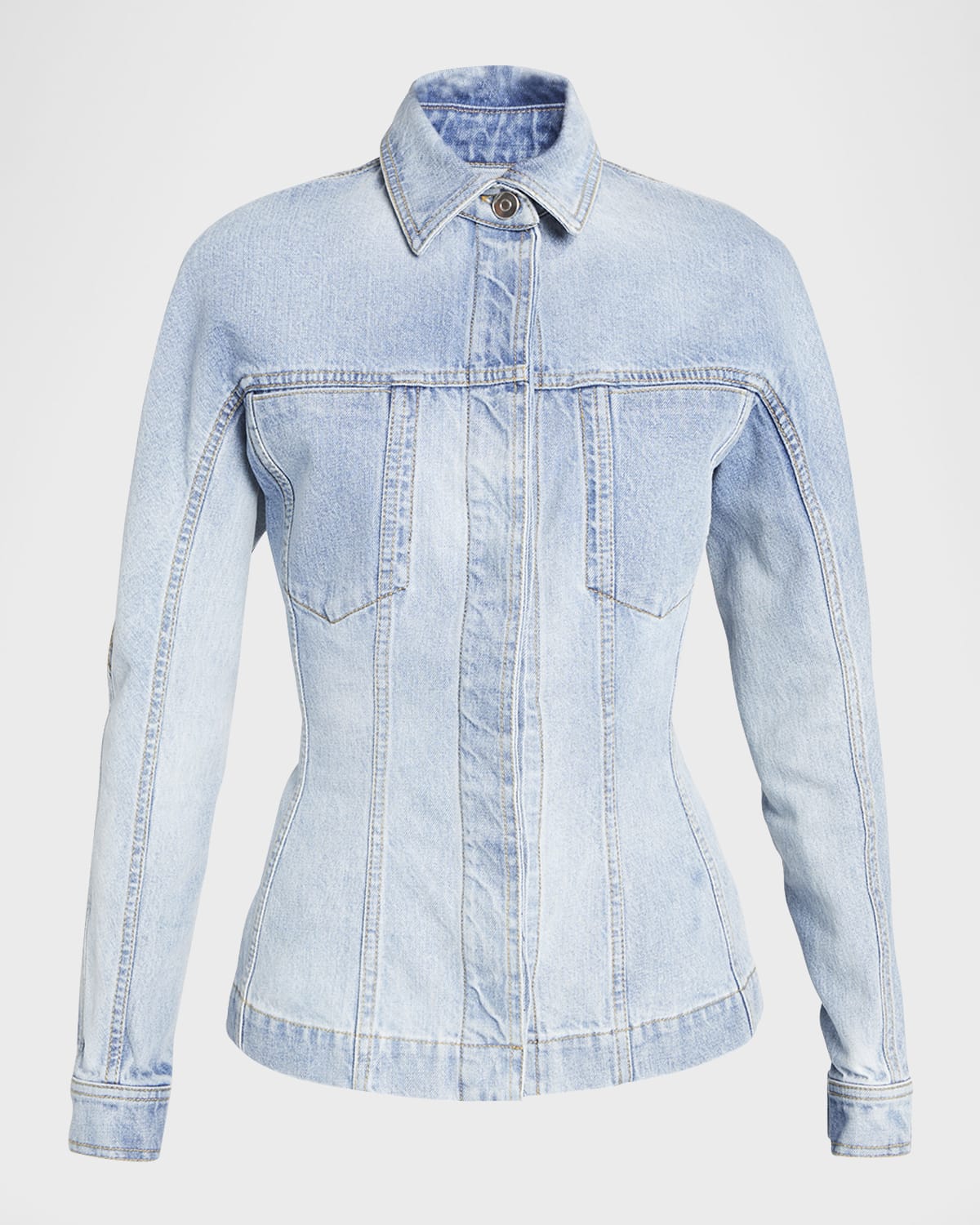 ALAIA Button-Front Fitted Denim Jacket