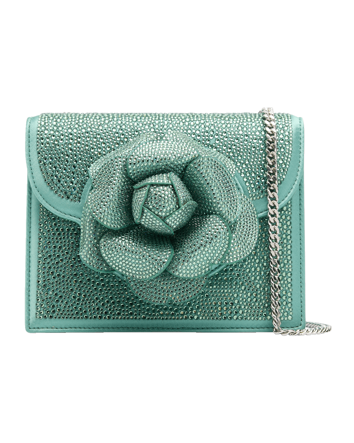 Oscar de la Renta Mini Flower Crystal-Embellished Crossbody Bag