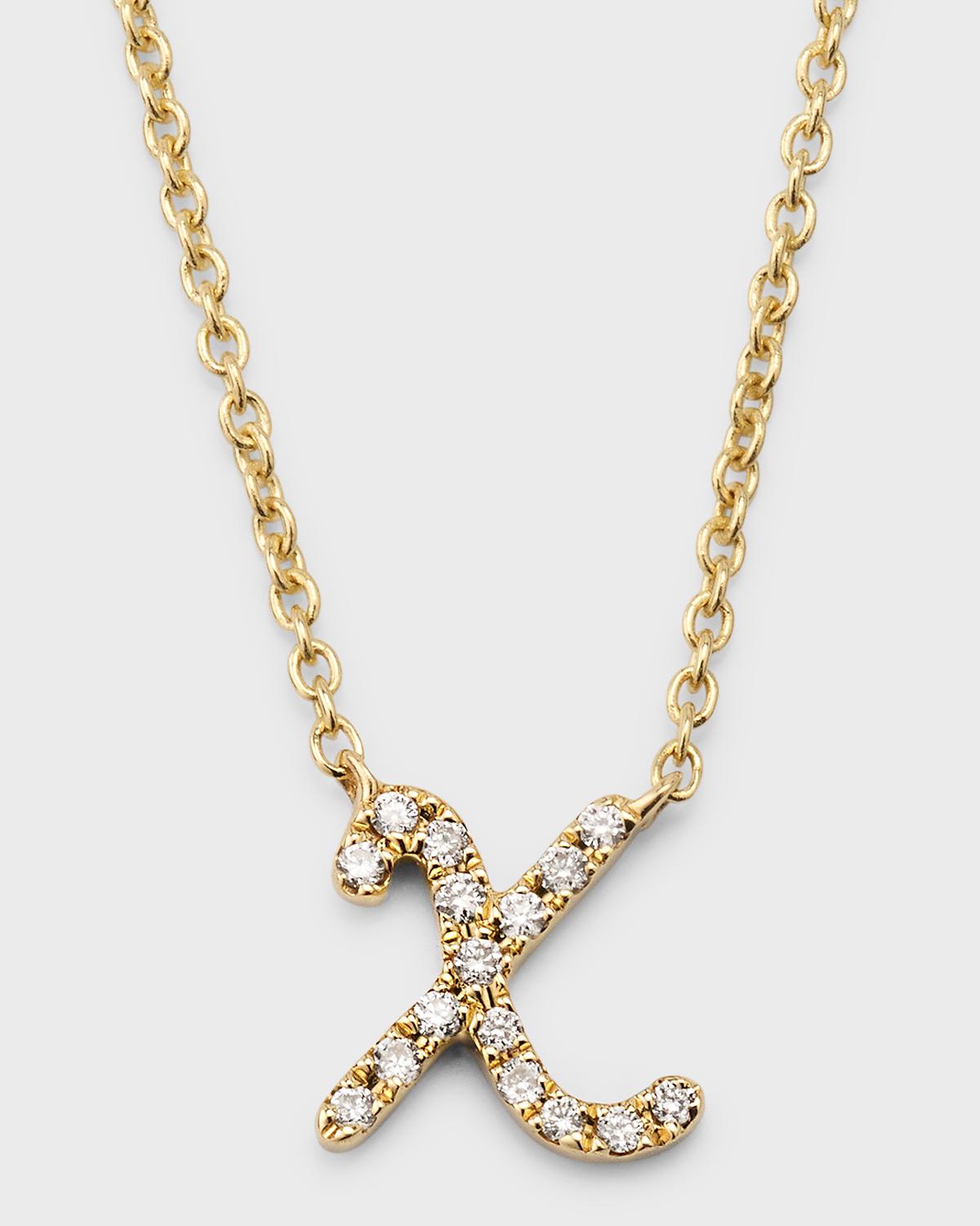 14k Diamond Pave Initial Necklace