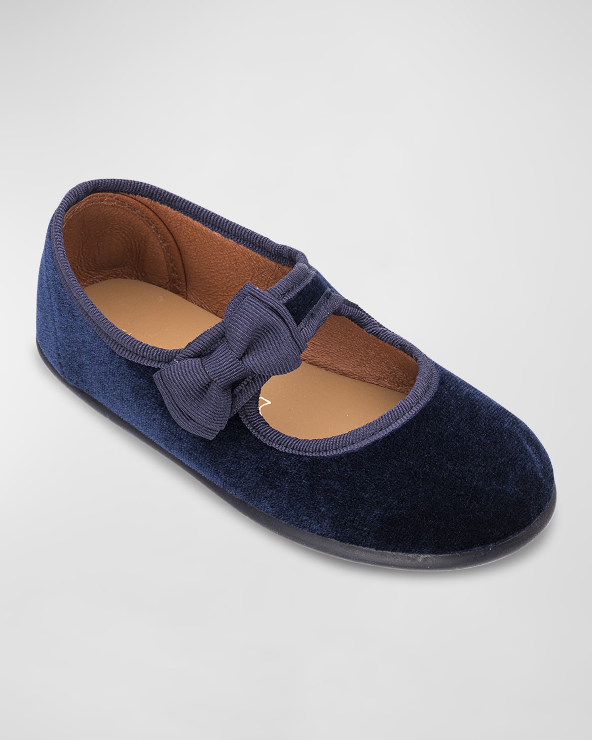 Elephantito Girl 's Velvet Bow Mary Janes | Thumbnail 4 Elephantito Girl 's Velvet Bow Mary Janes | Thumbnail 4