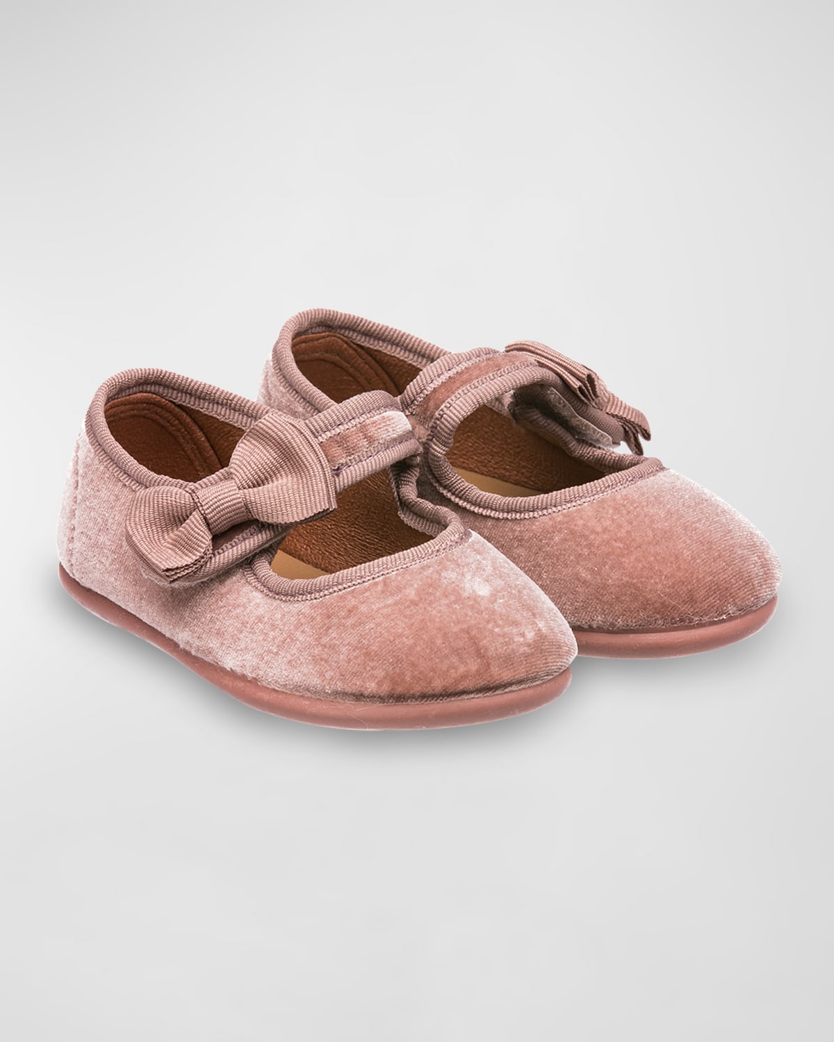 Elephantito Girl 's Velvet Bow Mary Janes