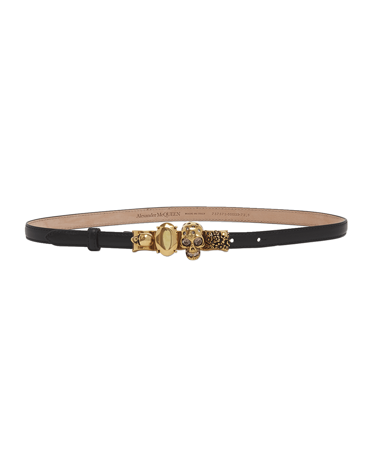 Alexander McQueen The Knuckle Black Leather Skinny Belt