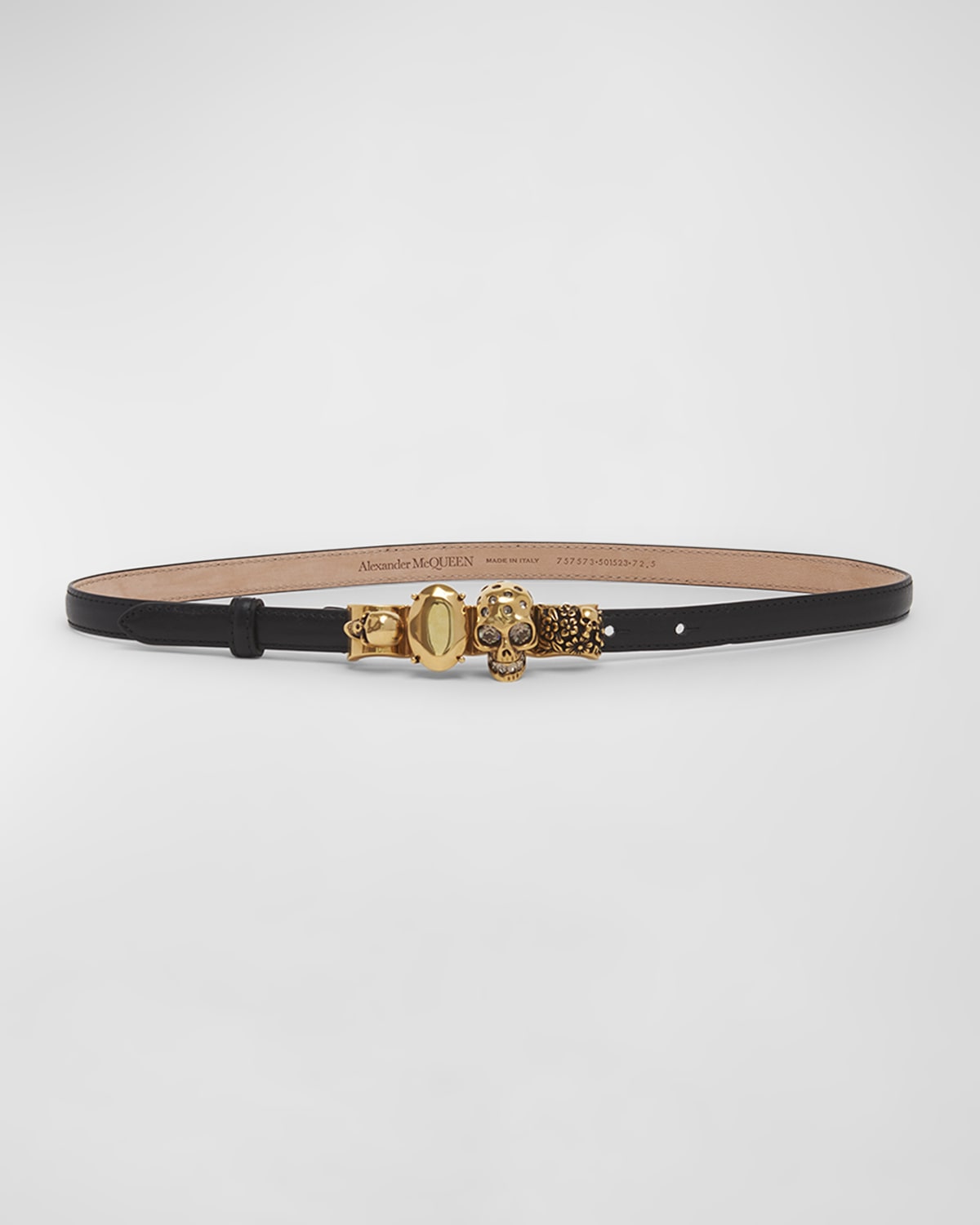 Alexander McQueen The Knuckle Black Leather Skinny Belt