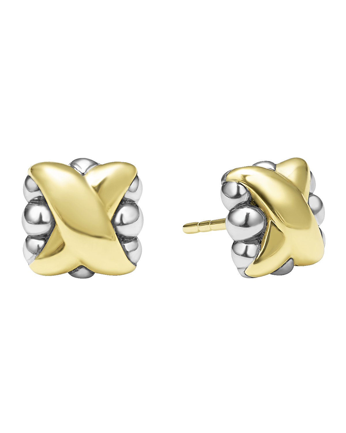 LAGOS Embrace Sterling Silver and 18K Gold X Stud Earrings, 8mm