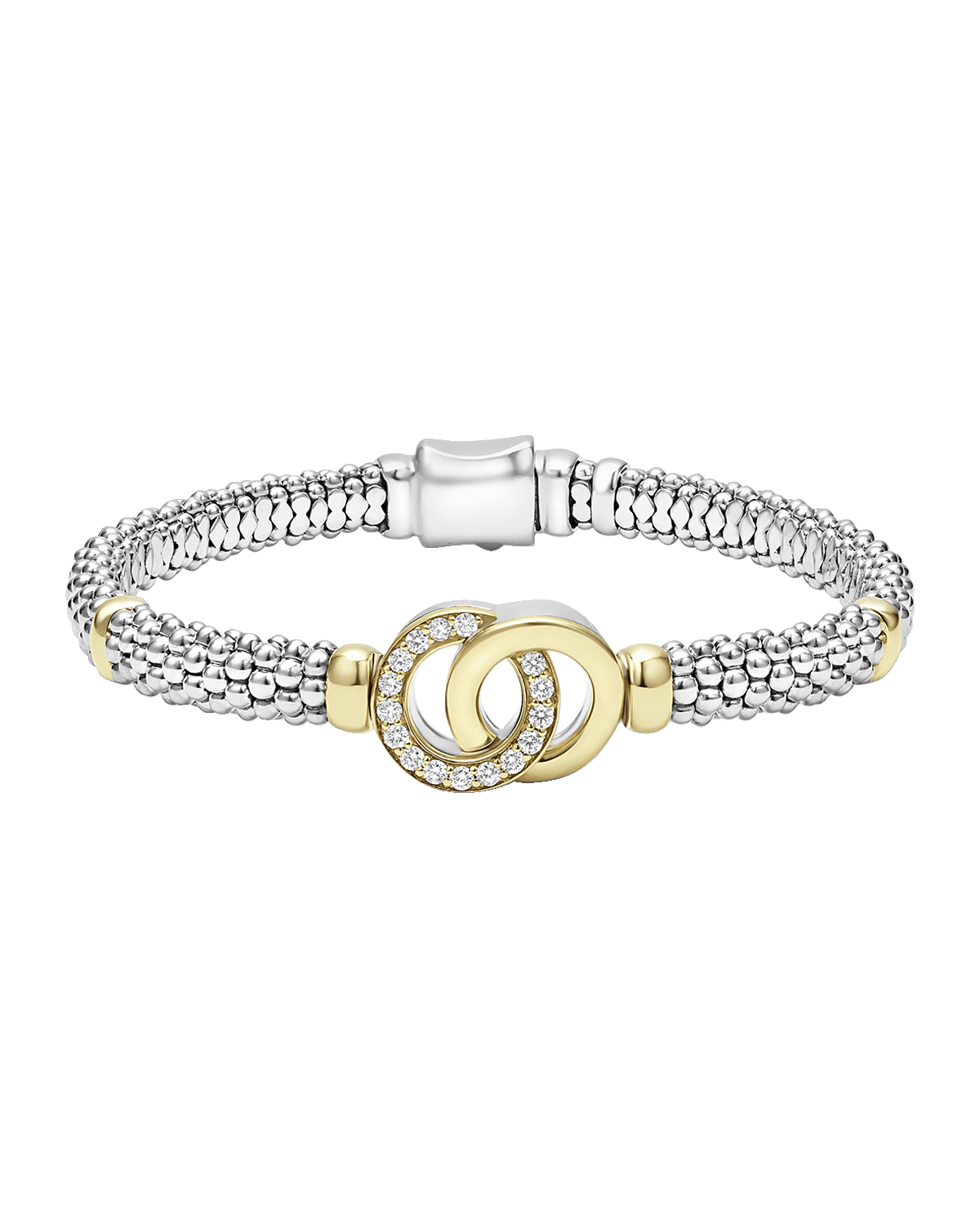 LAGOS Sterling Silver and 18K Signature Caviar Bracelet, 6mm