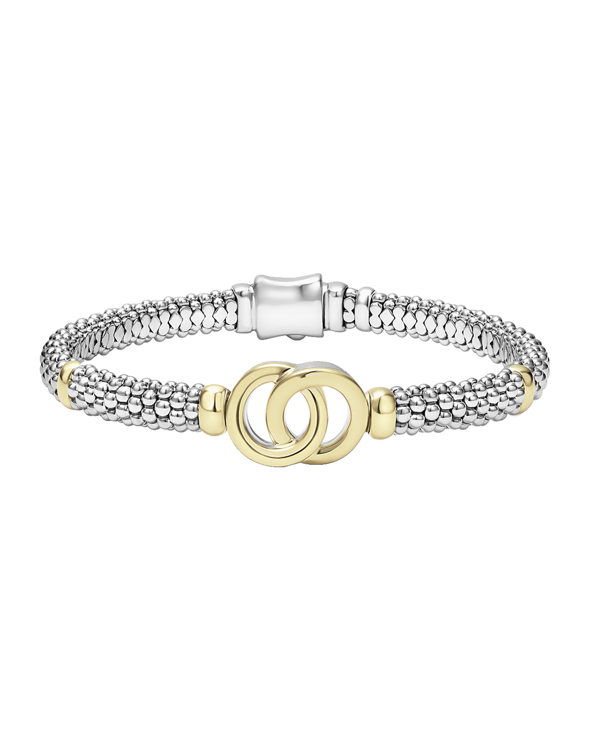 LAGOS Sterling Silver and 18K Signature Caviar Bracelet, 6mm
