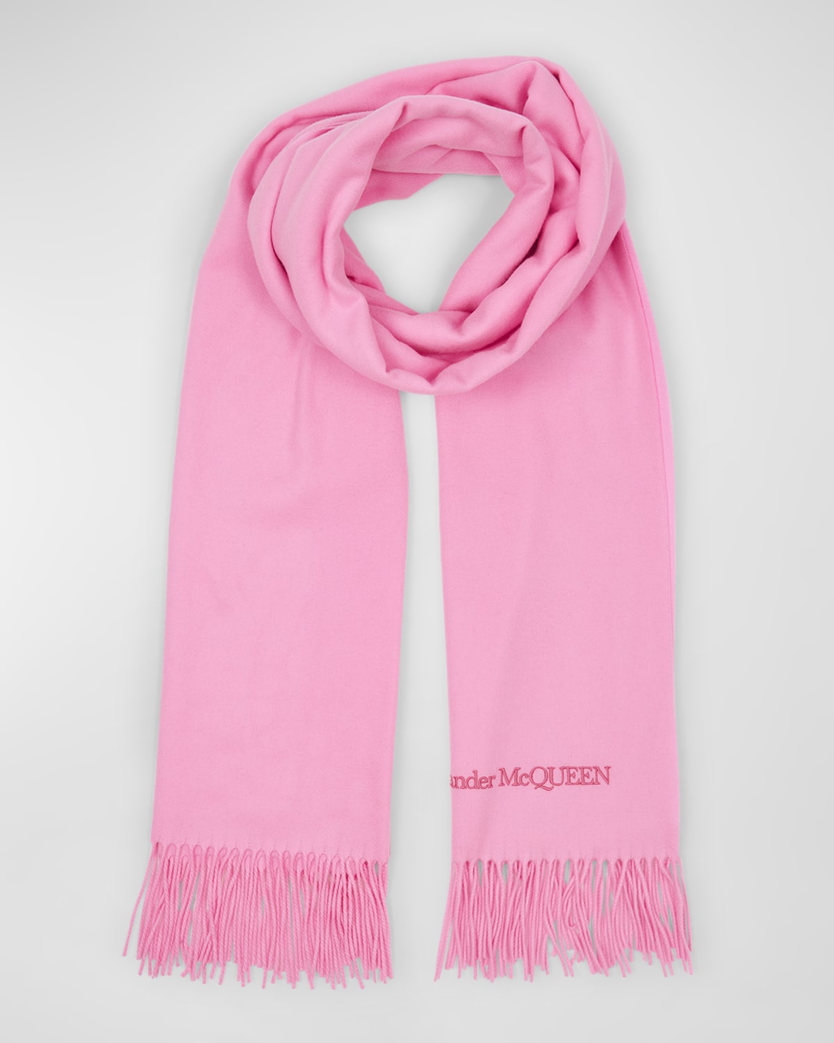 Alexander McQueen Embroidered Logo Cashmere Scarf