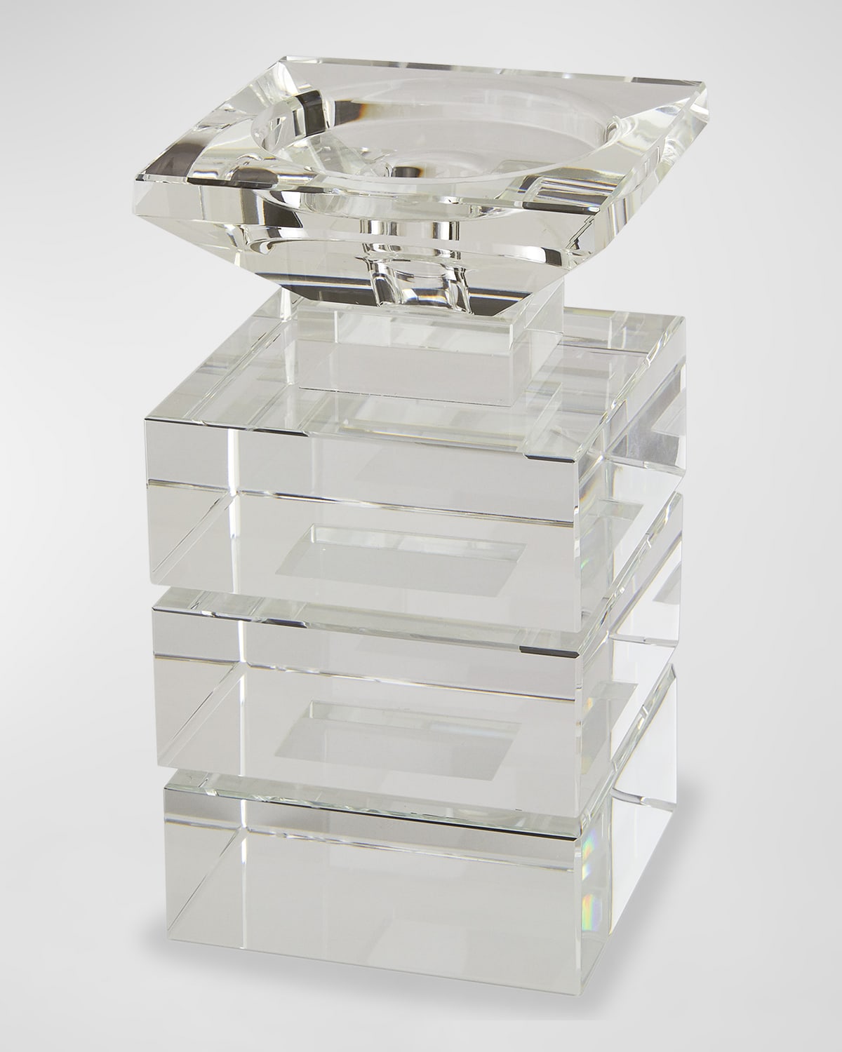 Tizo Clear Cut Crystal "illusion" Candleholder - Holds Pillar Or Tapered Candles - Small