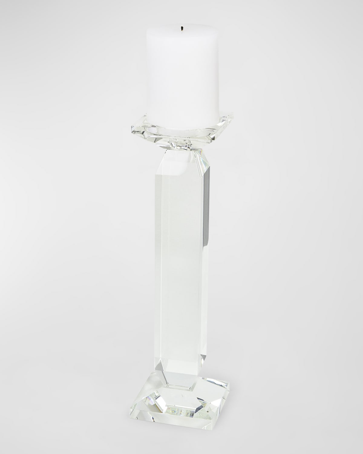 Tizo Clear Crystal Pillar Candle Holder - Large