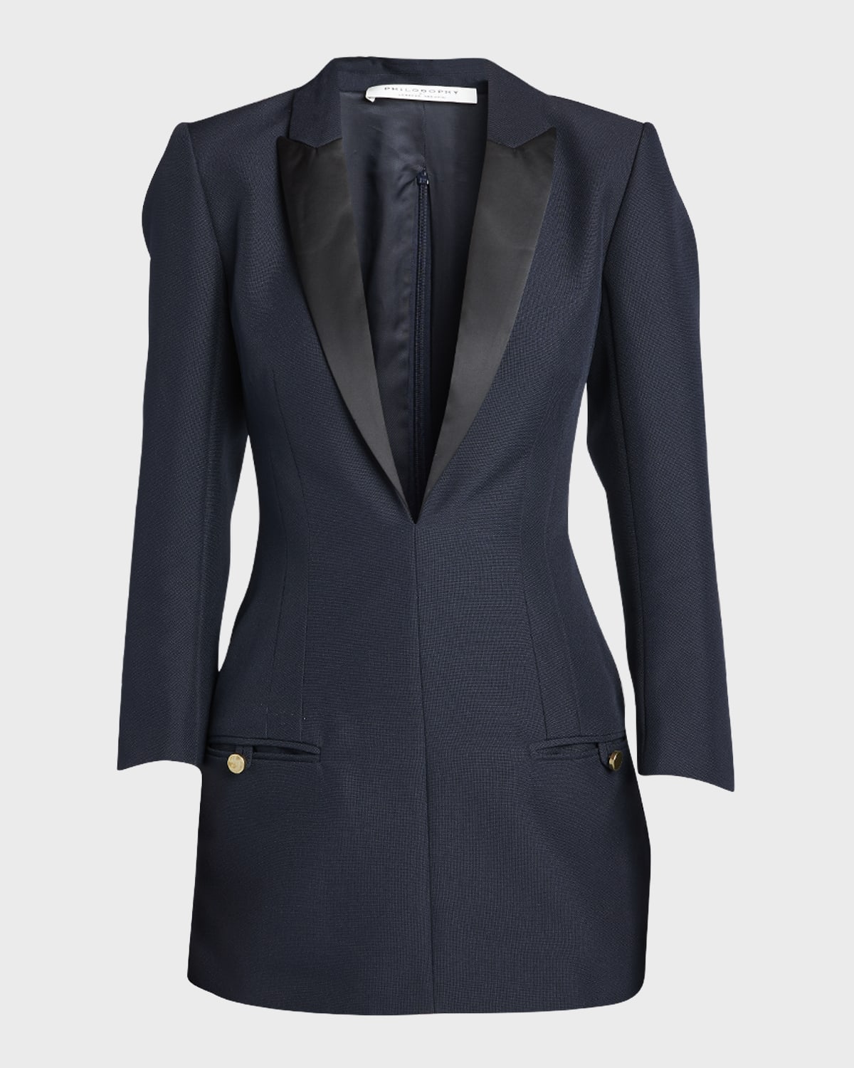 Philosophy di Lorenzo Serafini Satin Lapel Single-Breasted Blazer Mini Dress