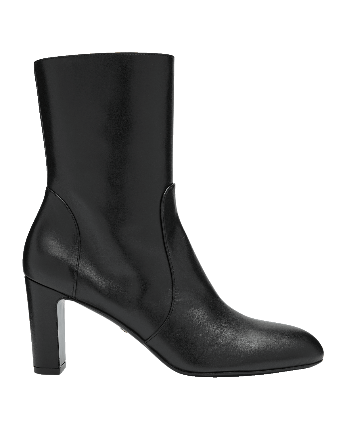 Stuart Weitzman Vida Leather Block-Heel Booties