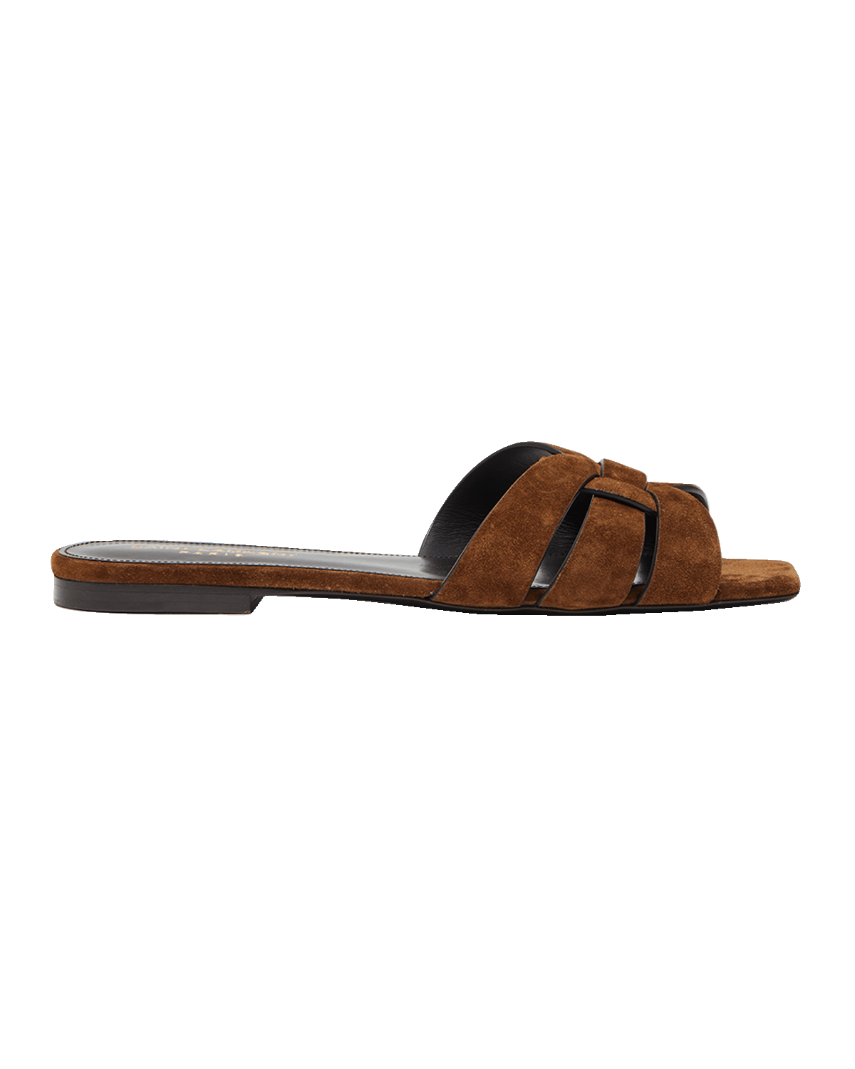 Saint Laurent Tribute Suede Flat Slide Sandals