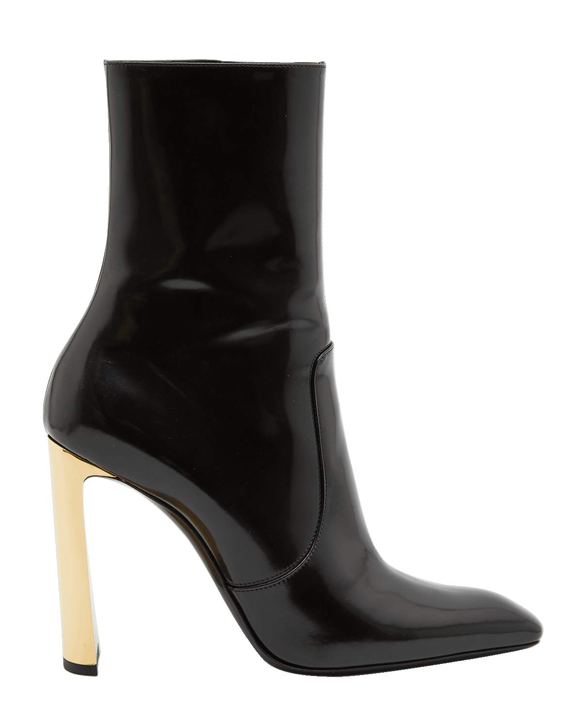 Saint Laurent Auteuil Leather Metal-Heel Booties