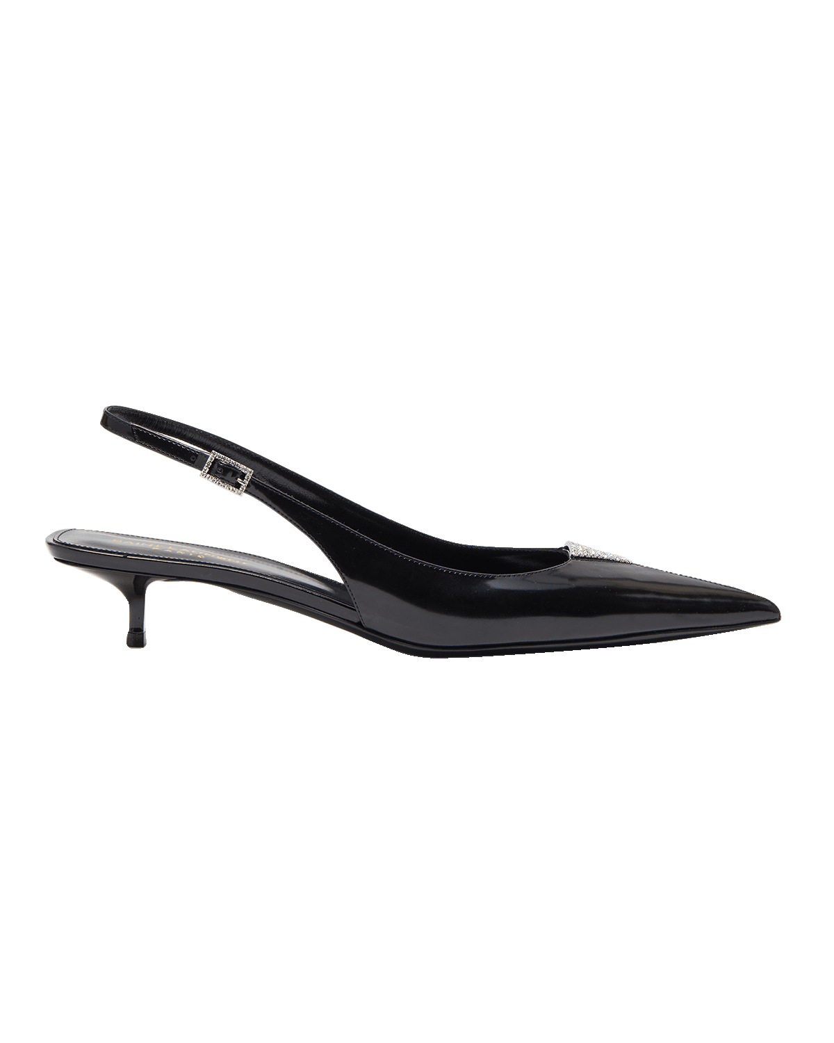 Saint Laurent Cherish Patent Kitten-Heel Slingback Pumps