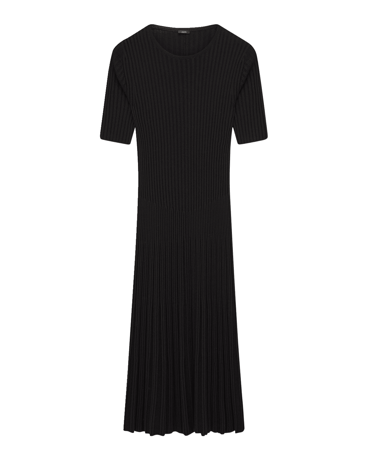 Joseph Ribbed Elbow-Sleeve Merino Wool Midi Dress