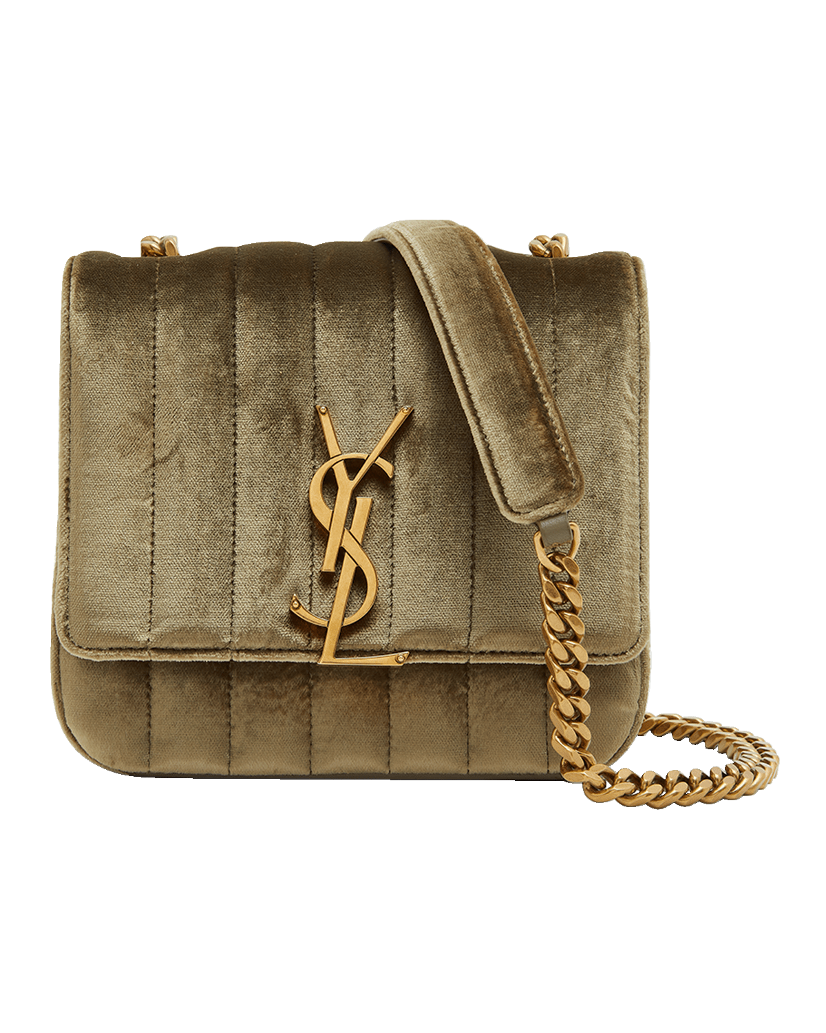 Saint Laurent Vicky Small YSL Crossbody Bag in Quilted Velvet