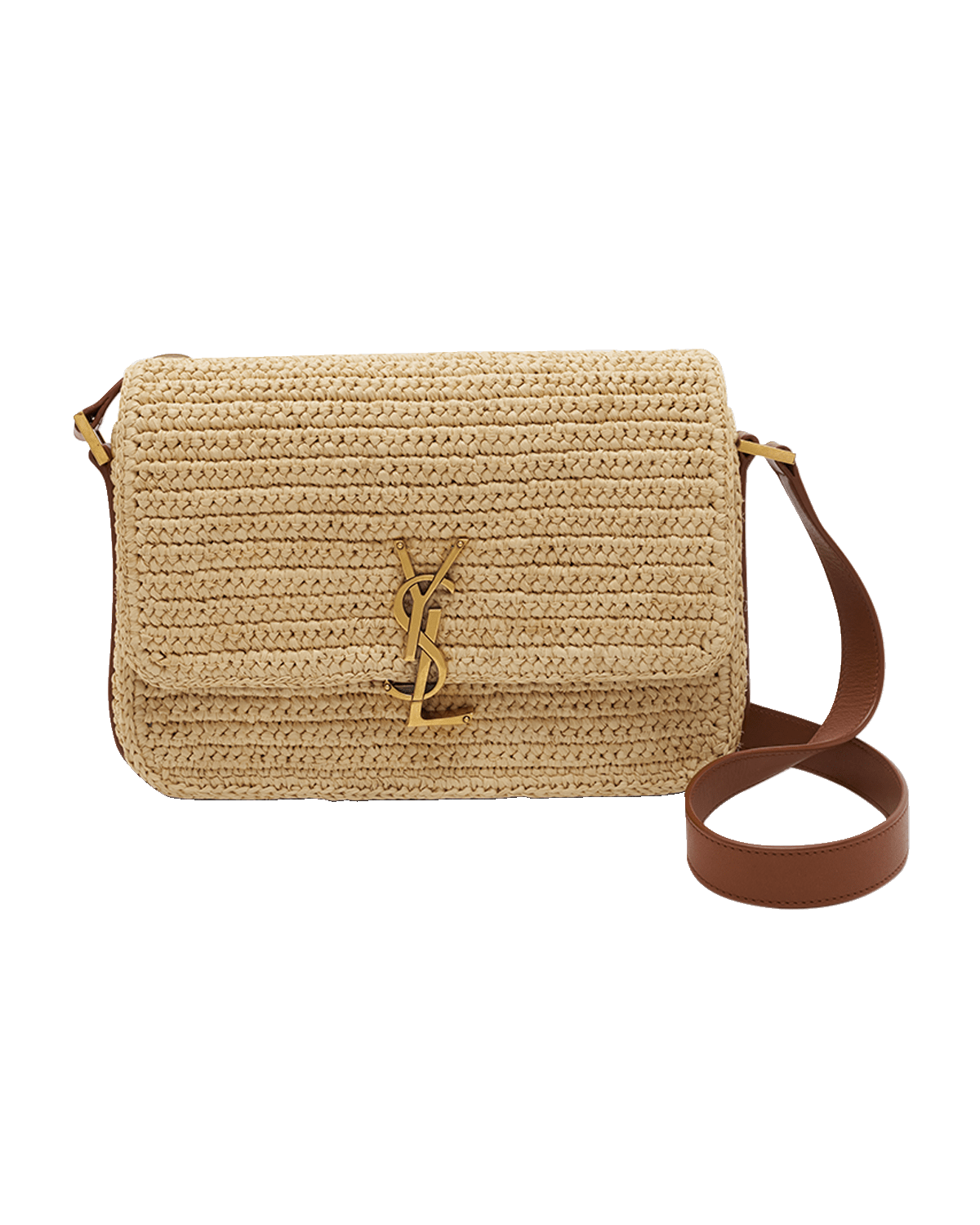 Saint Laurent Solferino Medium YSL Crossbody Bag in Raffia