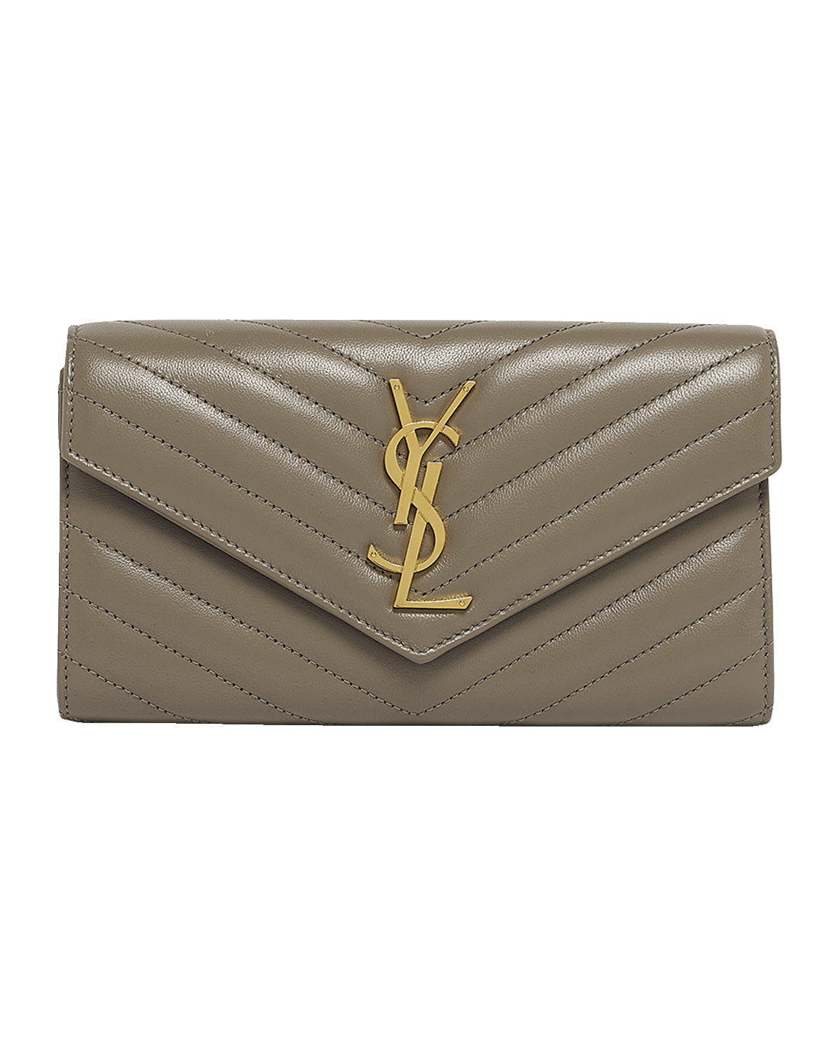 Saint Laurent YSL Monogram Large Envelope Flap Wallet in Smooth Leather