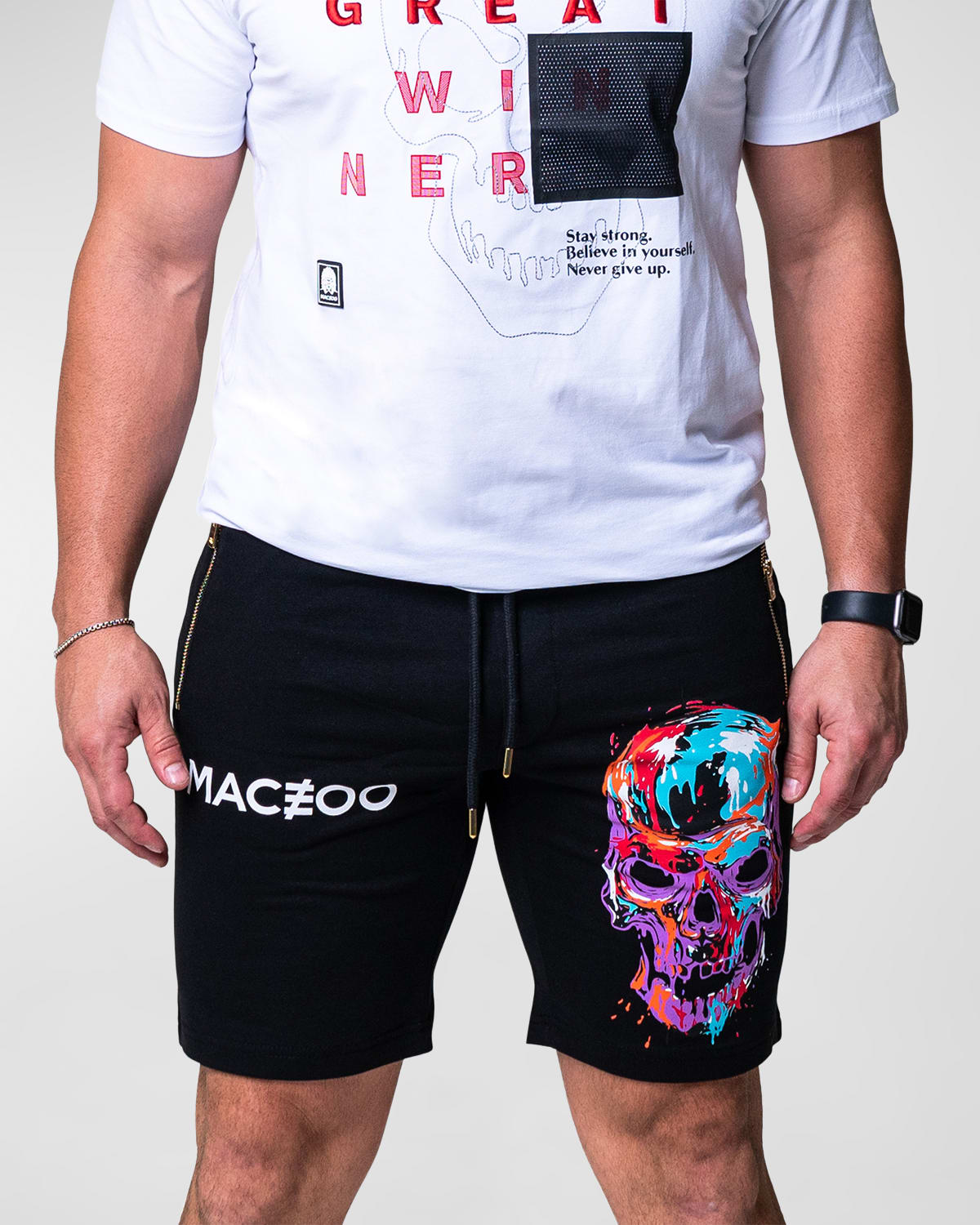 Maceoo Men's Skull Paint Shorts