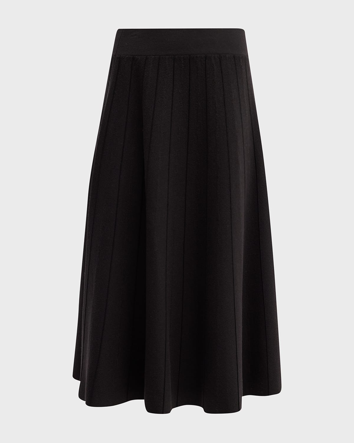 TSE Cashmere Ribbed A-Line Wool-Silk Midi Skirt