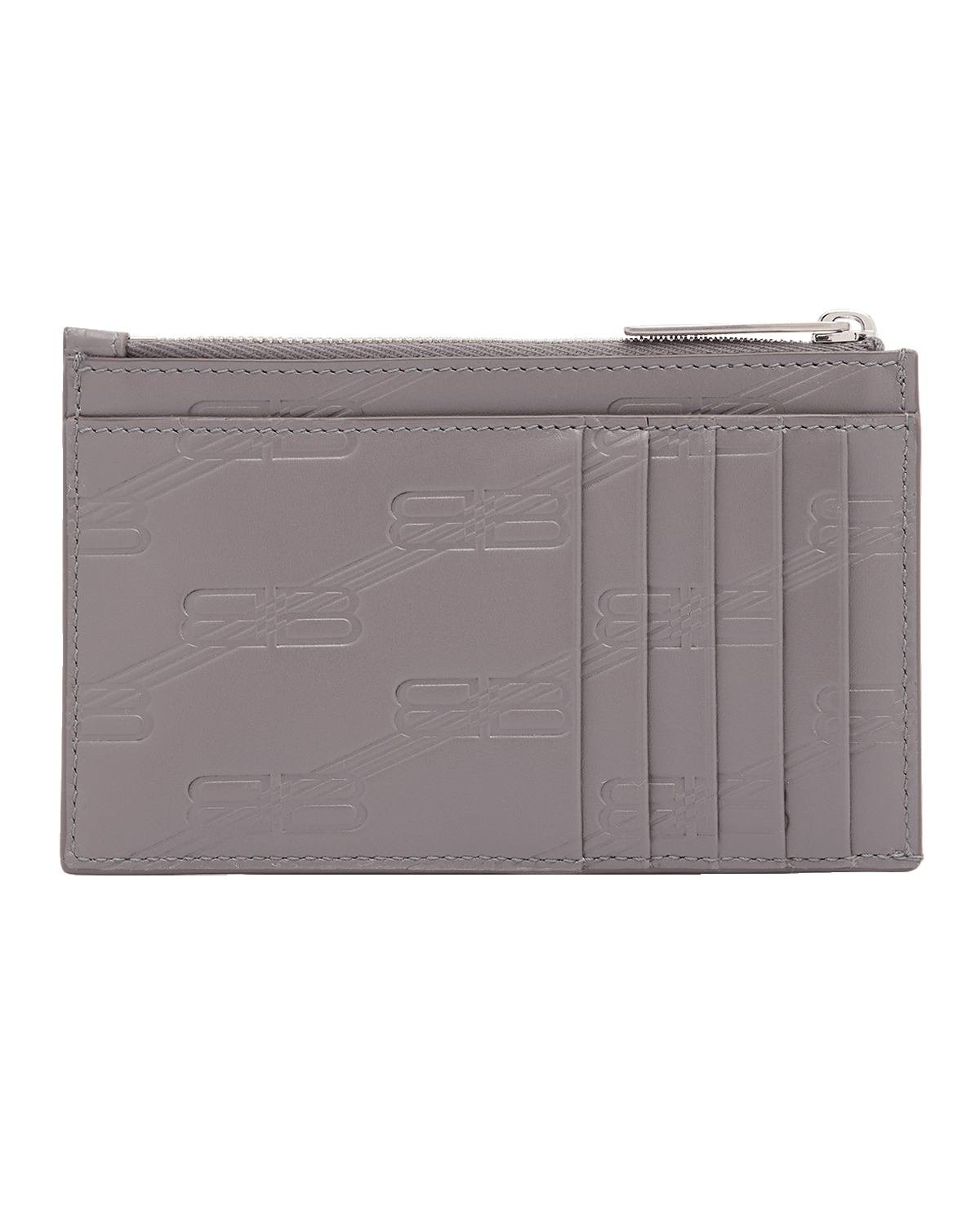 Balenciaga Men's BB Monogram Embossed Zip Card Holder