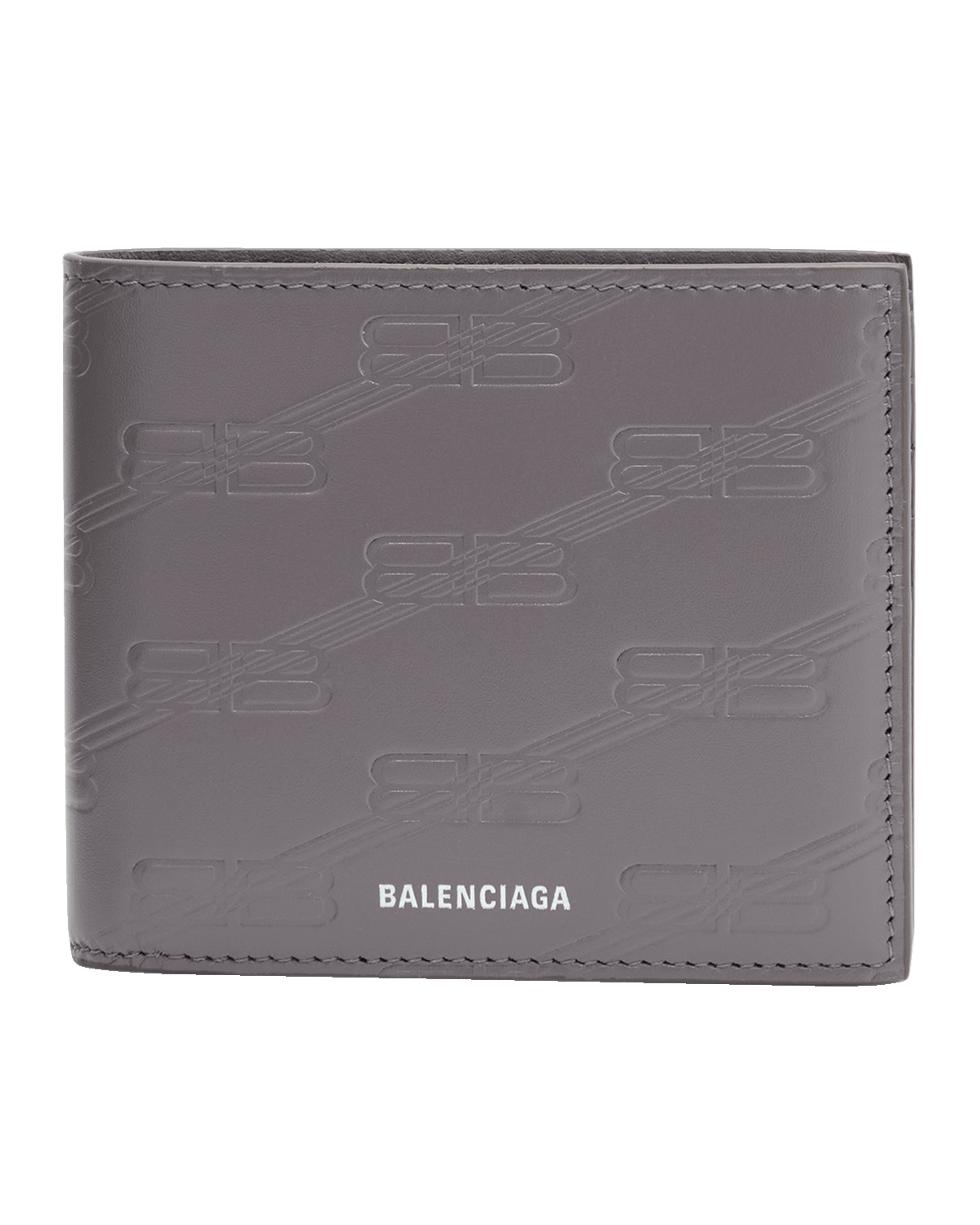 Balenciaga Men's BB Monogram Embossed Leather Billfold Wallet