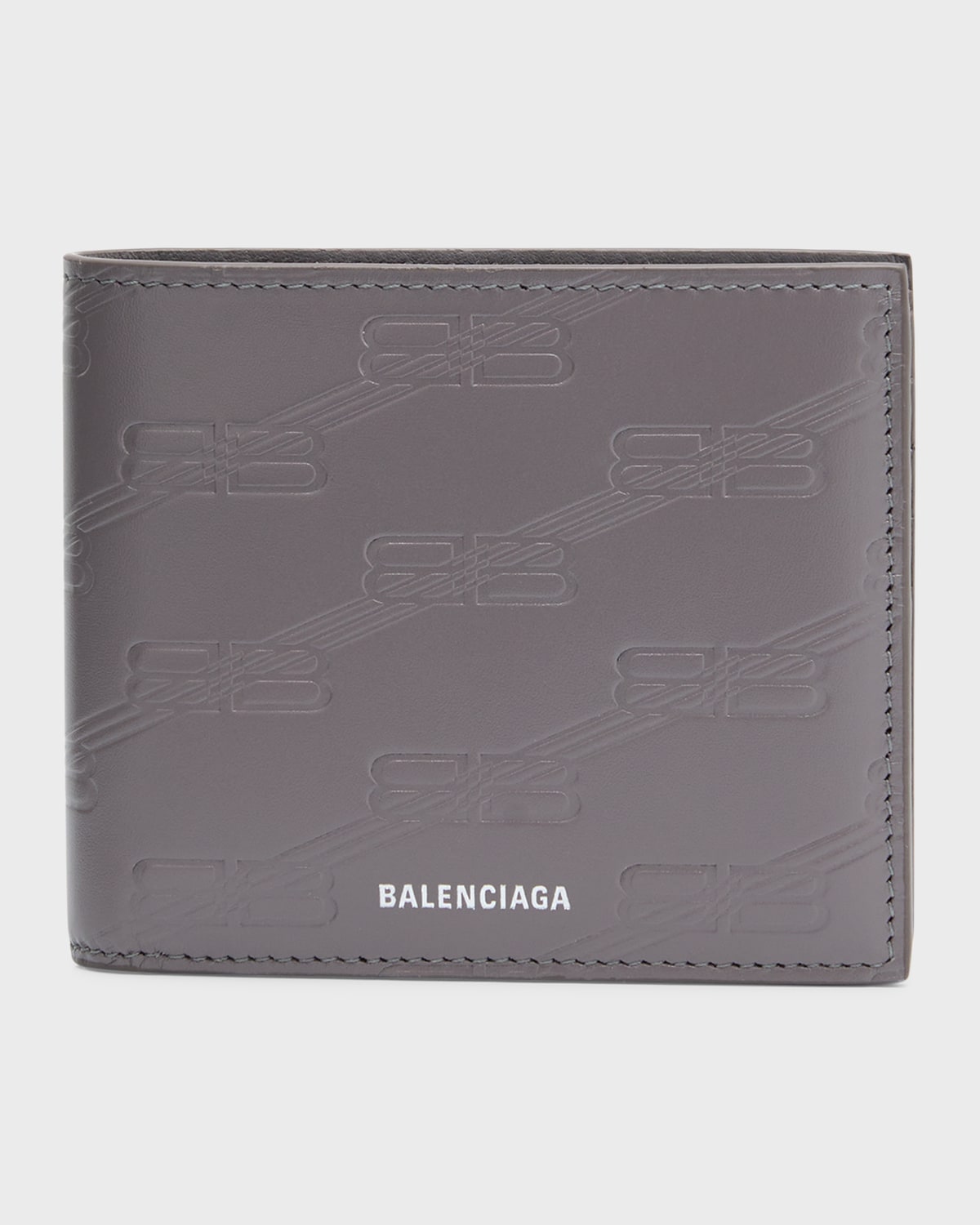 Balenciaga Men's BB Monogram Embossed Leather Billfold Wallet