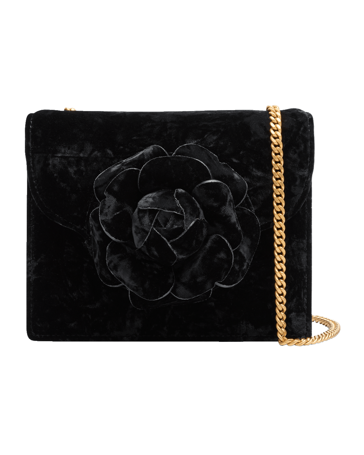 Oscar de la Renta Mini Flower Velvet Chain Crossbody Bag