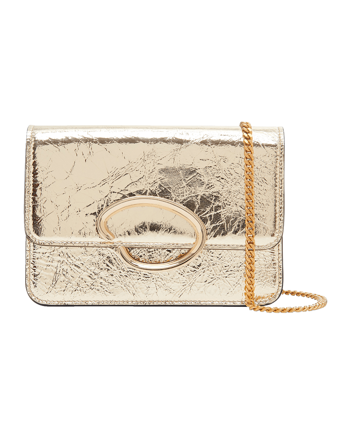 Oscar de la Renta O Pochette Metallic Leather Chain Crossbody Bag