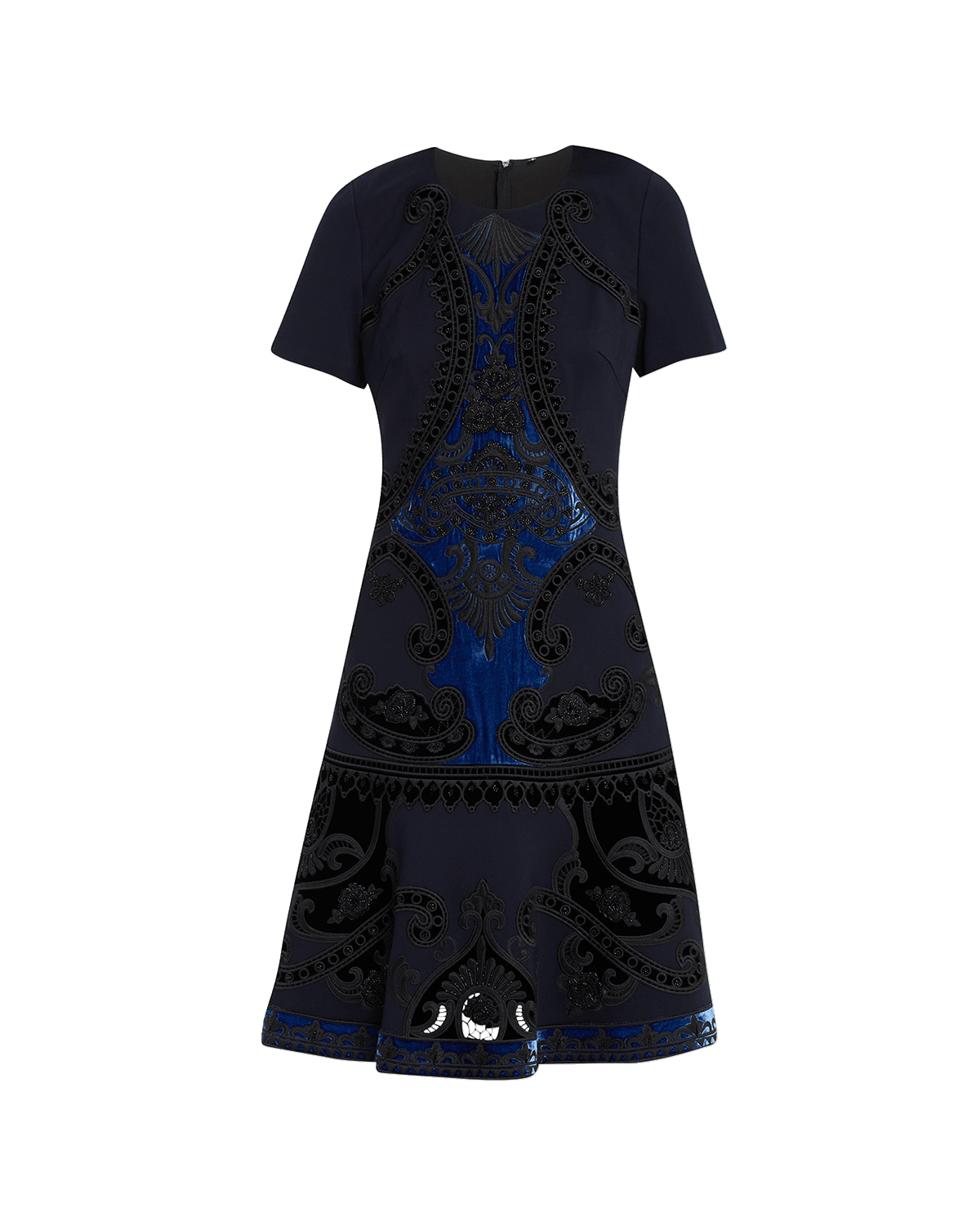 Kobi Halperin Blaine Velvet Embroidered Short-Sleeve Dress